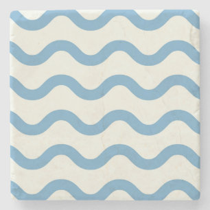 Blue Nautical Groovy Wavy Stripe Moderner Minimali Steinuntersetzer