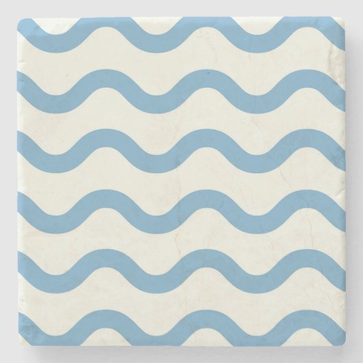 Blue Nautical Groovy Wavy Stripe Moderner Minimali Steinuntersetzer (Vorderseite)