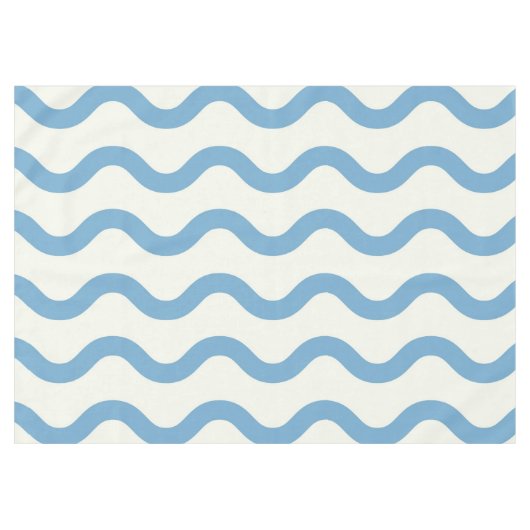 Blue Nautical Groovy Wavy Stripe Moderner Minimali Tischdecke (Vorderseite (Horizontal))