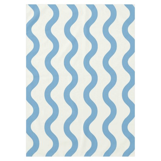 Blue Nautical Groovy Wavy Stripe Moderner Minimali Tischdecke (Vorderseite)