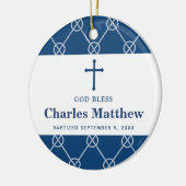 Blue Nautical Knot Classic Beach Boy Taufe Keramik Ornament (Links)