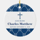 Blue Nautical Knot Classic Beach Boy Taufe Keramik Ornament (Hinten)