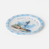 Blue Nautical Lighthouse Baby Dusche Paper Teller (Schrägansicht)