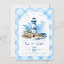 Blue Nautical Lighthouse Boy Baby Dusche