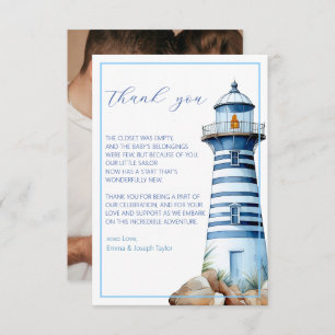 Blue Nautical Lighthouse Dusche Foto Dankeskarte