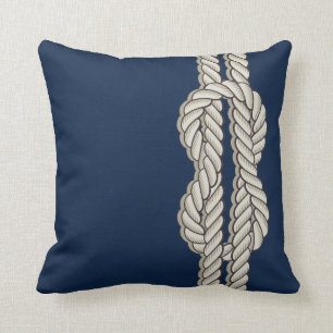 Blue Nautical mit Ship's Rope Kissen