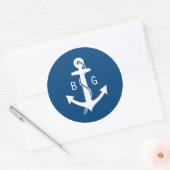 Blue Nautical Monogram Wedding Anchor Stickers (Umschlag)