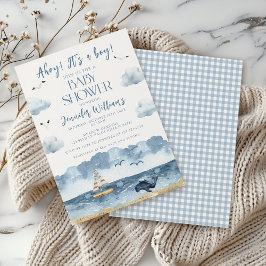 Blue Nautical Ocean Ahoy Es ist eine Baby-Dusche Einladung