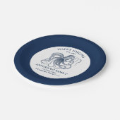Blue nautical octopus illustration pappteller (Schrägansicht)