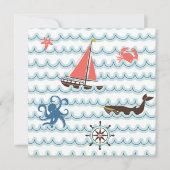 Blue Nautical Party Banner Kinderdusche Einladung (Rückseite)