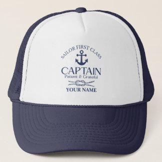 Blue Nautical personalized Sailor captain  Truckerkappe