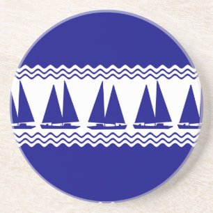 Blue Nautical Sailboat Coasters Stripes Getränkeuntersetzer