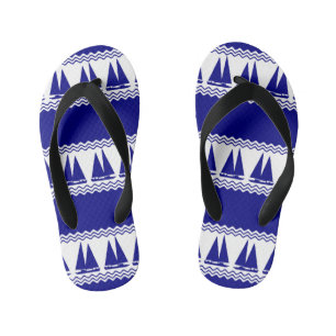 Blue Nautical Sailboat Coasters Stripes Kinderbadesandalen