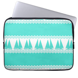 Blue Nautical Sailboat Coasters Stripes Laptopschutzhülle