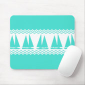 Blue Nautical Sailboat Coasters Stripes Mousepad (Mit Mouse)