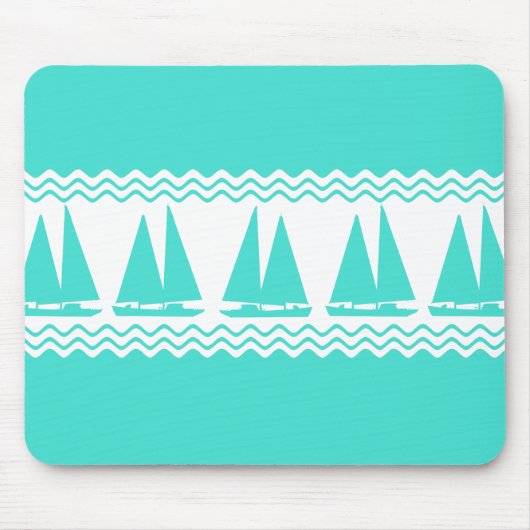 Blue Nautical Sailboat Coasters Stripes Mousepad (Vorne)
