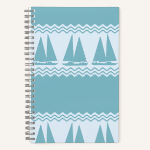 Blue Nautical Sailboat Coasters Stripes Notizblock