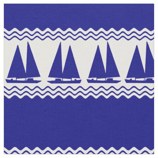 Blue Nautical Sailboat Coasters Stripes Stoff (Nahaufnahme)