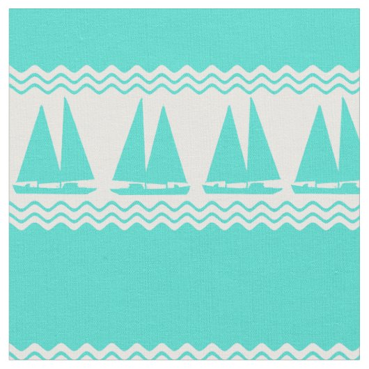 Blue Nautical Sailboat Coasters Stripes Stoff (Nahaufnahme)