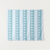 Blue Nautical Sailboat Coasters Stripes Wandteppich (Vorderseite (Horizontal))