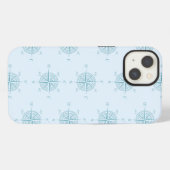 Blue Nautical Sailing Compass iPhone Hülle (Rückseite (Horizontal))