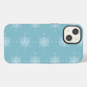 Blue Nautical Sailing Compass iPhone Hülle (Rückseite (Horizontal))