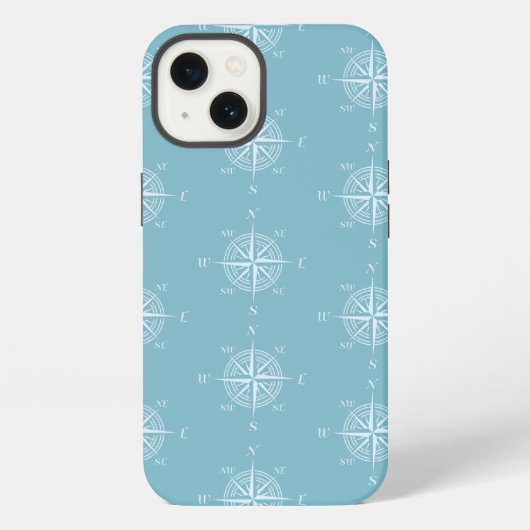 Blue Nautical Sailing Compass iPhone Hülle (Rückseite)