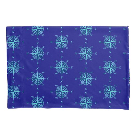 Blue Nautical Sailing Compass Kissenbezug (Vorderseite)