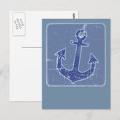 blue nautical sailor anchor postkarte (Vorne/Hinten)