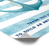 Blue Nautical Sailor Watercolor Baby Showbook Poster (Ecke)