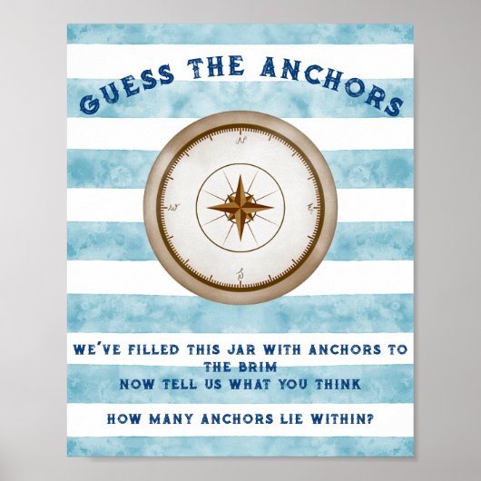 Blue Nautical Sailor Watercolor Baby Showspiel Poster (Vorne)