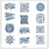Blue Nautical Slogan Birthday Sticker Sheet (Blatt)