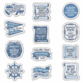 Blue Nautical Slogan Birthday Sticker Sheet (Vorderseite)