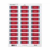 Blue Nautical Stripes Red Wedding Address Label (Vorne)