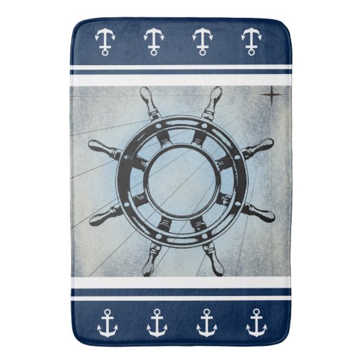 Blue Nautical Themed Badematte (Vorderseite Vertikal)