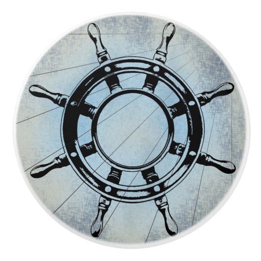 Blue Nautical Themed Keramikknauf (Vorderseite)