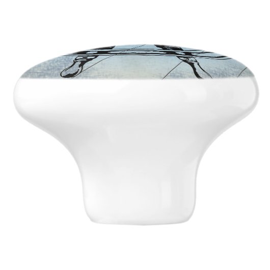 Blue Nautical Themed Keramikknauf (Seitenansicht)