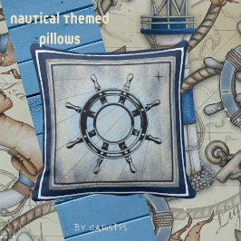 Blue Nautical Themed Throw Kissen