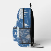 Blue Nautical Toile de Jouy Bedruckter Rucksack (Rechts)