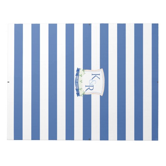 Blue Nautical Wappen DIY Wedding Envelope Liner Notizblock (Vorderseite)