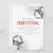 Blue Nautical Watercolor Blue Crab Custom Einladung (Vorderseite)