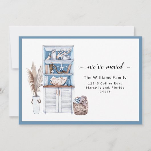 Blue Nautical We Moved Ankündigung (Vorderseite)