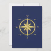 Blue Nautical Wedding Einladungen Gold Compass (Rückseite)