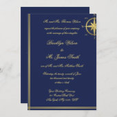 Blue Nautical Wedding Einladungen Gold Compass (Vorne/Hinten)