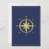 Blue Nautical Wedding Einladungen Gold Compass (Rückseite)