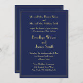 Blue Nautical Wedding Einladungen Gold Compass (Vorne/Hinten)