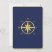 Blue Nautical Wedding Einladungen Gold Compass (Rückseite)
