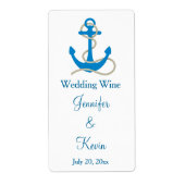 Blue Nautical Wedding Mini Wine Labels (Vorne)