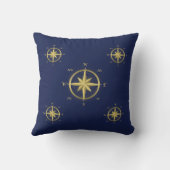 Blue Nautical Wedding Pillows Gold Compass Kissen (Rückseite)