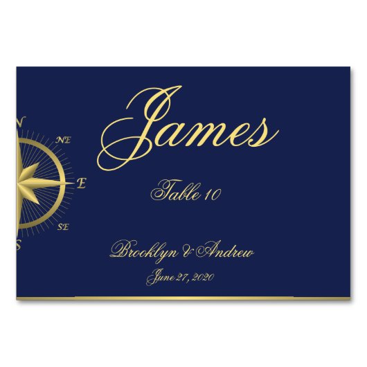 Blue Nautical Wedding Platzkarten Tafelkarten Tischnummer (Vorderseite)